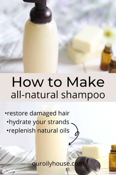 Natural Shampoo Recipes, All Natural Shampoo, Diy Shampoo Recipe, Homemade Natural Shampoo, Baking Soda Benefits, Restore Damaged Hair, Homemade Essential Oils, Shampoo Recipe, Homemade Shampoo