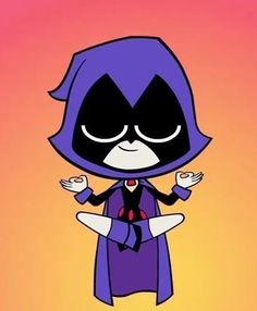 a cartoon character dressed in purple and black