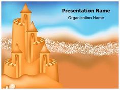 a sand castle on the beach with blue sky and clouds in the background is an information card