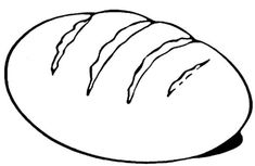 a black and white drawing of a loaf of bread with slices cut out on it