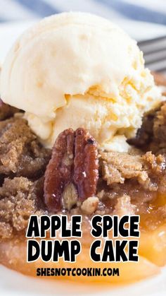 an apple spice dump cake with ice cream on top