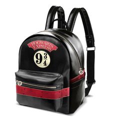 harry potter backpack with hogwart's express logo on the front and red stripe around the bottom