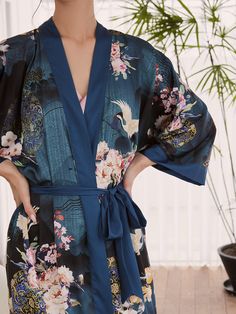 Garden Crane Floral Silk Kimono Robe Chinese Traditional Art | Ulivary – ulivary Elegant Wrap Kimono For Wedding Night, Elegant Wedding Night Sleepwear With Kimono Sleeves, Elegant Sleepwear With Kimono Sleeves For Wedding Night, Elegant Sleepwear With Kimono Sleeves For Spring, Elegant Sleepwear With Kimono Sleeves For Loungewear, Elegant Spring Sleepwear With Kimono Sleeves, Wrap Kimono For Wedding Night, Elegant Summer Robe With Kimono Sleeves, Elegant Kimono With Kimono Sleeves For Tea Ceremony