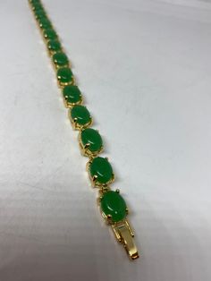 Vintage Green Jade Bracelet Golden white bronze vintage white bronze Does not tarnish Genuine green jade color enhanced 7.5 inches All jewelry is shipped in a nice gift box. Check out our over a THOUSAND great reviews Engraving is $4 per letter and is not always perfect depending on the piece. It can take a few days if the jeweler is busy. This is payable to Paypal Judithsltd@gmail.com Green Rectangular Bracelet For Formal Occasions, Green Rectangular Bracelets For Formal Occasions, Green Costume Jewelry Bracelets For Gifts, Green Rectangular Bracelets As Gifts, Vintage Green Bracelet For Anniversary, Classic Green Bracelets For Gifts, Green Jade Bracelets For Formal Occasions, Rectangular Green Bracelets As Gifts, Classic Jade Bracelet Jewelry