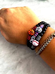 Sports Bracelet. Sports Team Jewelry. Kids Sports Team - Etsy Adjustable Sporty Wristband For Sports Events, Adjustable Casual Sports Wristband, Casual Black Wristband With Letter Beads, Sporty Beaded Bracelets With Letter Beads For Sports Events, Sporty Beaded Bracelets For Sports Events, Adjustable Black Wristband For Sports Events, Adjustable Casual Sports Bracelets, Adjustable Sporty Wristband For Sports, Casual Round Beads Bracelets For Sports Events