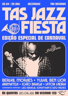 a concert poster for the jazz festival, with an image of a man holding a microphone