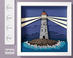 Lighthouse SVG Shadow Box Template 3D SVG Shadowbox Layered - Etsy Lighthouse Svg, Shadow Box Template, Shadow Box Svg, 3d Shadow Box, 3d Svg, Beach Diy, Square Paper, Glitter Paper, The Design Files