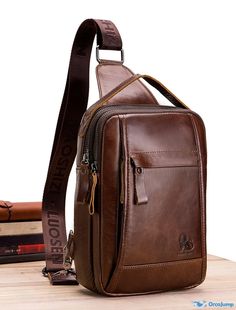 OrcaJump - Mens 2022 Sling Shoulder Bag Chest Bag Nappa Leather Zipper Travel Outdoor Black Coffee Retro Business Casual, Cheap Crossbody Bags, Chest Pack, Crossbody Bags For Travel, Messenger Bag Men, Mens Leather Bag, Leather Zipper, Sport Bag, Chest Bag