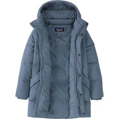 Whether we're sending the kids off to school or exploring winter trails with them by our side, the Patagonia Downdrift Parka keeps our favorite adventure companions warm and cozy. Packed with 600-fill recycled down, the mid-length jacket is treated with a water-resistant coating that repels light snow, so we can spend hours in the outdoors on the coldest days of winter. The tall collar and soft knit cuffs offer extra warmth and block out the wind, while the insulated multi-panel hood provides Functional Patagonia Puffer Jacket For Winter, Patagonia Puffer Outerwear For Outdoor, Patagonia Functional Puffer Jacket For Outdoor Activities, Patagonia Winter Puffer Jacket For Outdoor Activities, Casual Down Puffer Jacket For Outdoor, Casual Solid Outerwear For Camping, Casual Outerwear For Camping, Winter Patagonia Nylon Puffer Jacket, Patagonia Puffer Jacket For Cold Weather