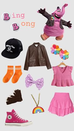 an assortment of children's clothing and accessories displayed on a white background with the words bling bling