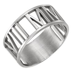 Women's Personalized Roman Numeral Date Wedding Band Ring in White Gold Date Ring, Roman Numeral Ring, Roman Numerals Dates, Wedding Dates, Unique Bands, Modern Vintage Fashion, Anniversary Dates, Italian Jewelry, Ring Sale