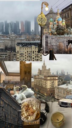 there are many different pictures in this collage with buildings and other things to see