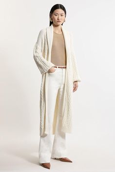 Petite All Over Cable Knit Shawl Collar Longline Belted Coatigan Elegant Knitted Long Sleeve Outerwear, Beige Long Cable Knit Outerwear, Elegant Beige Cable Knit Cardigan, Elegant Long Sleeve Knitted Outerwear, Elegant Cream Cable Knit Outerwear, Elegant Beige Cable Knit Outerwear, Elegant Beige Knit Outerwear, Cozy Long Cream Outerwear, Cream Cashmere Long Sleeve Cardigan