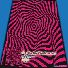 a pink and black pattern with the words hooked creations com