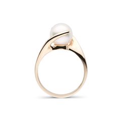 Embrace Collection Akoya Pearl Ring Modern Round Pearl Ring In Yellow Gold, Modern 14k Gold Pearl Open Ring, Modern Yellow Gold Pearl Promise Ring, Modern 14k Yellow Gold Pearl Ring, Modern 14k Gold Pearl Ring For Wedding, Pearl Ring Design, Akoya Pearl Ring, Pearl Rings, Unique Women