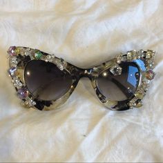 Bedazzled Perfect For Fun Parties Or Burning Man. Never Worn. For Women And Men Alike :) Glamorous Cat Eye Sunglasses With Tinted Lenses For Party, Chic Glass Cat Eye Sunglasses For Party, Chic Cat Eye Party Sunglasses With Glass, Spring Party Cat Eye Sunglasses With Glass Material, Spring Party Cat Eye Sunglasses With Glass Lenses, Chic Cat Eye Party Sunglasses, Chic Party Cat Eye Sunglasses, Spring Party Cat Eye Sunglasses, Embellished Sunglasses