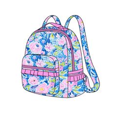 Material : Canvas Preorder Blue And Purple Flowers, Floral Backpack, Kids' Bag, Toddler Backpack, Kids Boutique Clothing, Back Bag, Flower Girl Gifts, Flower Bag, Kids Boutique