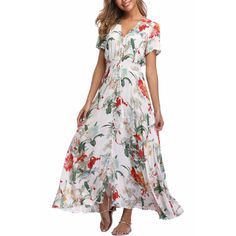 Women's Floral Maxi Dresses Casual Long Summer Boho Beach Dress Short Sleeve Button Up Split Party Dress Product Details Size: Small Color: Whitefloral 03 Brand: No Brand Mpn: Does Not Apply Upc: Does Not Apply Ean: Does Not Apply * Department : Womens * Date First Available : June 28, 2017 Holiday V-neck Floral Print Beach Dress, Floral Print Beach Dress For Spring Holiday, Short Sleeve Maxi Dress With Buttons For Summer, Summer Maxi Dress With Short Sleeves And Buttons, Summer Maxi Dress With Buttons And Short Sleeves, Summer Beach Maxi Dress With Buttons, Spring Vacation Maxi Dress With Buttons, White Printed Floral Dress For Vacation, Summer Maxi Dress With Buttons