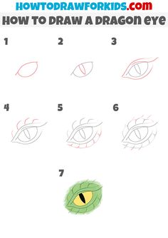 how to draw a dragon eye step by step instructions for kids and beginners with pictures