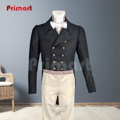 🌟 Regency Tailcoat - Historical Men's Formal Jacket, Vintage Black Double-Breasted Coat, 1800s Reenactment Costume, Period Clothing 🌟 ✨ Key Features: ✨ Authentic Design: Traditional Regency tailcoat design, perfect for historical reenactments, formal events, and costume parties. Materials: Crafted from durable and luxurious material. Custom Sizing: Made to order for a perfect fit. Please provide your measurements upon purchase (chest, waist, sleeve length, etc.). Versatile Use: Ideal for histo Victorian Outerwear With Historical Design For Costume, Victorian Historical Outerwear For Costumes, Victorian Style Historical Costume Outerwear, Regency Style Fitted Long Sleeve Outerwear, Regency Style Fitted Outerwear For Formal Occasions, Regency Style Fitted Formal Outerwear, Black Historical Fitted Outerwear, Historical Costume Outerwear With Buttons, Regency Style Long Sleeve Costume Outerwear