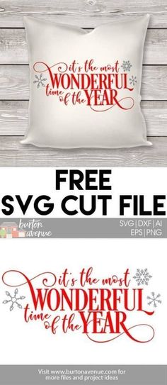 two pillow covers with the words, free svg cut file and snowflakes