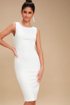 Dresses for Women | Best Women's Dresses Online - Lulus Long Sleeve White Dress Short, White Midi Dress Bodycon, White Backless Dress, Roselyn Sanchez, Bachelorette Party Dress, Cute White Dress, Backless Midi Dress, Holly Willoughby, Barbra Streisand