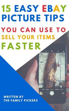 a person holding up a cell phone with the text 15 easy baby picture tips you can use to sell your items faster