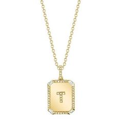 MINI INITIAL NAMEPLATE NECKLACE – SHAY JEWELRY Luxury Rectangular Diamond Necklace, Luxury Nameplate Necklace For Formal Occasions, Classic Hallmarked Necklace With Rectangular Pendant, Luxury Diamond Necklace With Rectangular Pendant, Luxury White Gold Nameplate Necklace, Elegant Tan Engraved Jewelry, Shay Jewelry, Nameplate Necklace, Rose Yellow