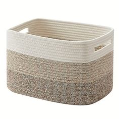 a white and beige basket on a white background