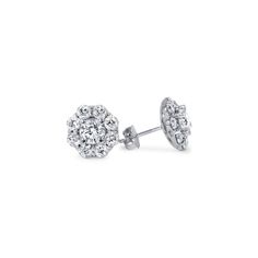 This matching pair of women's earrings features two round brilliant cut natural diamonds that total .59CT, and 16 accent halo round brilliant cut natural diamonds that total .86CT. All diamonds are set in solid 14k white gold and secured with 14k white gold heavy weight push backs. 1.45CT total diamond weight. Diamond Studs, Heavy Weight, Round Brilliant, Natural Diamonds, Women's Earrings, Halo, Diamonds, White Gold, Gold