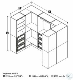 a drawing of an office desk with drawers