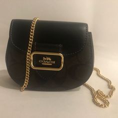 Nwt Coach Morgan Card Case With Long Gold Chain To Hear On The Go Luxury Coach Shoulder Bag With Removable Pouch, Coach Crossbody, Coach Accessories, Coach Handbags, Card Case, Coach Bags, Gold Chain, Gold Chains, The Go