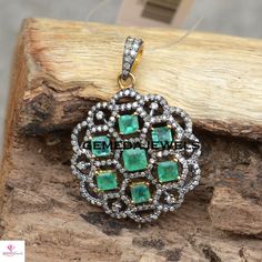 "Emerald Silver Pendant, 925 Silver Jewelry, Pave Diamond Pendant, Gemstone Pendant Jewelry, 16\" Chain Necklace, Christmas Jewelry, Gifts Gross Weight: 4.81 gram Gemstone Weight: 2.03 cts Diamond Weight: 1.28 cts Pendant Size: 37X26 MM NOTE:- All The Products Are Designed And Manufactured In My Workshop By Me & My Team. Shown Products Are Purely Handmade. Custom Orders Are Open Handly Accepted. We Are Perfect Choice For Any Custom Jewelry Manufacturing. For Bulk Orders Please Message me. Vi Gemstone Pendant Jewelry, Blue Sapphire Pendant, Gold Vermeil Jewelry, Emerald Pendant, Sapphire Pendant, Evil Eye Pendant, Vermeil Jewelry, 925 Silver Jewelry, Christmas Jewelry