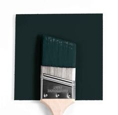 a paint brush with dark green and white colors on the top of it's handle