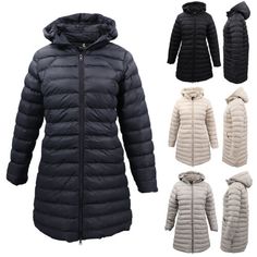 Trendy Fashion Women's Longline Padded Hooded Jacket Puffer Puffy Quilted Windproof Zip Coat, Womens jacket Solid Color Nylon Hooded Jacket For Winter, Weatherproof Quilted Jacket For Winter, Weatherproof Long Sleeve Winter Puffer Jacket, Long Sleeve Weatherproof Winter Puffer Jacket, Weatherproof Long Sleeve Puffer Jacket For Winter, Winter Nylon Hooded Jacket For Cold Weather, Winter Quilted Jacket With Adjustable Hood And Long Sleeves, Weatherproof Winter Puffer Jacket, Winter Weatherproof Quilted Jacket For Outdoor Activities