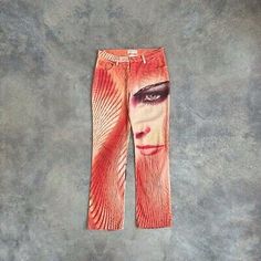 VINTAGE ROBERTO CAVALLI SPRING 2001 RUNAWAY LIZ TAYLOR FACE JEANS - SIZE SMALL  | eBay Just Cavalli Jeans, Roberto Cavalli Jeans, Designer Wishlist, Vintage Roberto Cavalli, Robert Cavalli, Cavalli Jeans, Chic Closet, Liz Taylor, Disco Pants