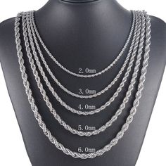 Stainless Steel Rope Chain Necklace Silver For Men, Silver Rope Chain, Rope Chain Necklace, Buy Necklace, Message Jewelry, Necklace For Men, Rope Necklace, Chain Necklaces, Chain Link Necklace