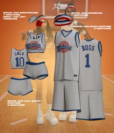 Costume Cc Sims 4, Sims 4 Cc Basketball Jersey, Sims 4 Cc Costumes, Sims 4 Costumes, Sims 4 Costumes Cc, Space Jam Costume, Bugs And Lola, Cc Clothes, Basketball Clothes