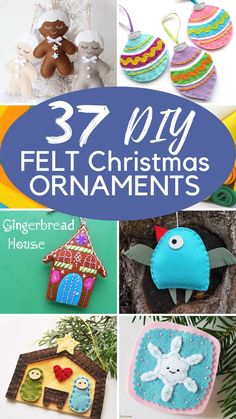 DIY felt ornaments for Christmas, felt snowflake ornament, felt bird ornament, felt gingerbread house ornament, felt gingerbread men ornaments Felt Ornament Patterns, Diy Felt Ornaments, Easy Diy Christmas Tree, Christmas Tree Ornaments To Make, Diy Felt Christmas, Christmas Crafts Sewing, Felt Ornaments Diy, Advent Crafts, Felt Christmas Tree Decorations