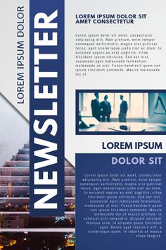 a blue and white flyer for a news letter