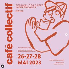 an advertisement for the festival with a drawing of a man holding a cup