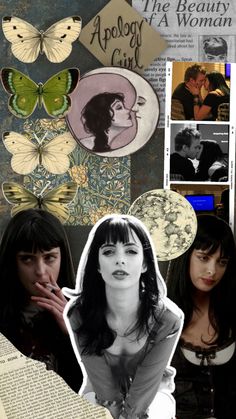 the collage shows two women and butterflies