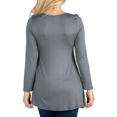 This tunic length long sleeve top combines comfort and style for a chic feminine look. The flared cut accentuates natural curves while the swing style hem, which reaches down to the hips, radiates flowing feminine elegance and allows for ease of movement. The scoop neck and soft, stretchable fabric make for easy pullover styling. Dress up any pair of jeans with this classy addition to the fall wardrobe. Available in a variety of solid colors. Womens Printed Tops, Comfortable Blouses, Maternity Tunic, Womens Lace Tops, Stunning Tops, The Swing, Feminine Look, Tunic Length, Fall Wardrobe