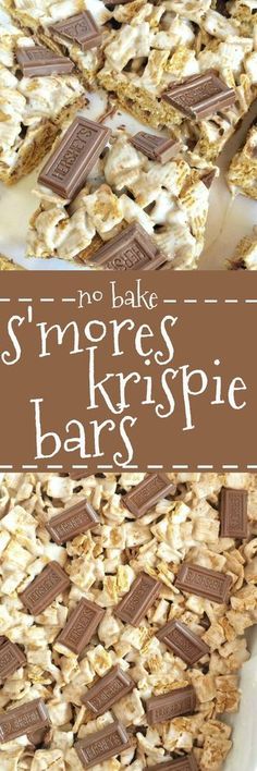 no bake s'mores krispie bars on a plate