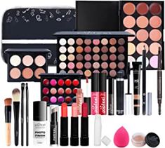 About this item 💋【PERFECT MAKEUP KIT】: This makeup kit will take you into the wonderful world of beauty. Complete girl/teen makeup, perfect gift set for holiday and Christmas gift idea for teen girls, gift for mom, gift for kids, gift for females. 💋【All-IN-ONE COMESTIC BAG 】: Combo bundle of all NEW Beauty Tools and Accessories. Contains multi-color matt eye shadow and glitter eye shadow, lip gloss, eyebrow cream, makeup pen, concealer, eye cream, etc., to meet your daily makeup needs. Professional Makeup Set, Professional Makeup Kit, Cosmetic Sets