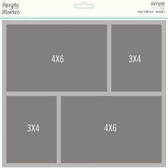 the size and width of three square pieces of paper with four squares on each side