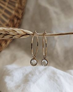 Elegant Hoop Crystal Earrings, Gold Hoop Crystal Earrings, Bohemian Gold Hoop Crystal Earrings, Metal Hoop Crystal Earrings, Bohemian Hammered Brass Hoop Earrings, Bohemian Wedding Earrings, Wedding Jewelry Gold, Pine Jewelry, Crystal Ball Earrings