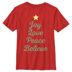 If you're looking for the jolliest new trends this Christmas, you're in the right place! Show off your unique fashion style with this Lost Gods Joy Love Peace Men's Graphic T-Shirt! This holiday-themed tee features the words: "Joy Love Peace Believe" in the shape of a Christmas tree and a yellow star at the top. There’s no end to the awesomeness you’ll find when you shop apparel by Lost Gods Collective. Come on, you know you want to come get lost with us! Unique Fashion Style, Yellow Star, Graphic Tee Design, Christmas Men, Men's Graphic T Shirt, Love Peace, Boys Hoodies, Mens Graphic Tee, Boys T Shirts