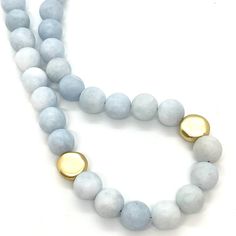 Matte Aquamarine With Matte Gold Flat Bead Necklace Measures 18 " With Toggle Closure Made In The USA Style Number DN934 Everyday Round Faceted Beads Necklaces, Everyday Necklaces With Faceted Beads, Everyday Round Necklaces With Faceted Beads, Everyday Gemstone Beaded Necklaces, Flat Bead Necklace, Gold Flats, Matte Gold, Bead Necklace, Made In The Usa