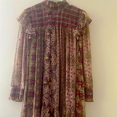 New Maxi Dress But With Out Tag. Never Worn Brown Silk Dress For Fall, Brown Silk Dresses For Fall, Bohemian Silk Midi Dress For Fall, Multicolor Silk Dress For Fall, Multicolor Silk Dresses For Fall, Brown Silk Dress For Spring, Beige Silk Dress For Fall, Brown Silk Midi Dress, Chic Brown Silk Dress